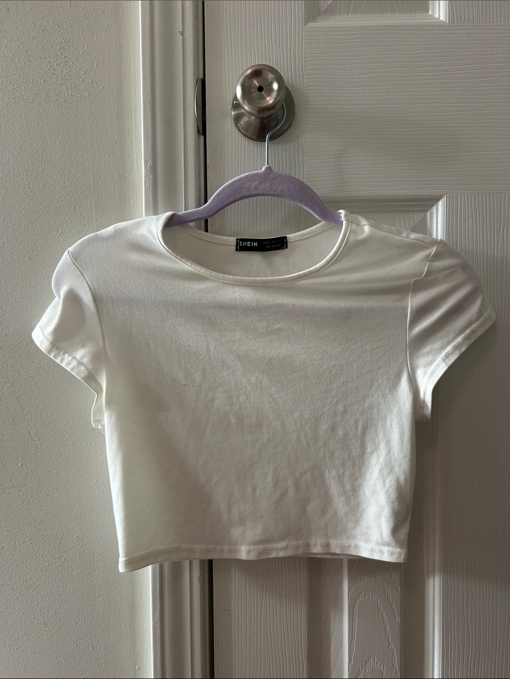 SHEIN White Girls' Short Sleeve Cropped Tee